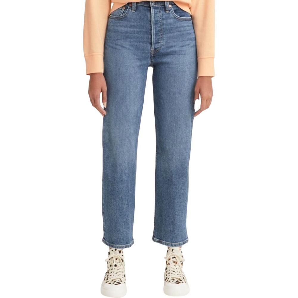 Levi's Ribcage Straight Jeans Ankle 12" Cotton Summer Slide Medium Wash 31"x27"